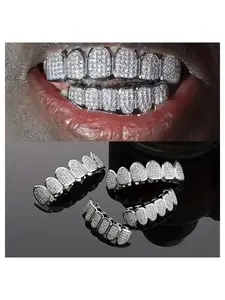 Fashionable Rhinestone Zircon Tooth Jewelry Set, Tooth Gem, Hip Hop Trendy Sparkle, Perfect for Rave Parties, Funny Abstract Rap Concerts