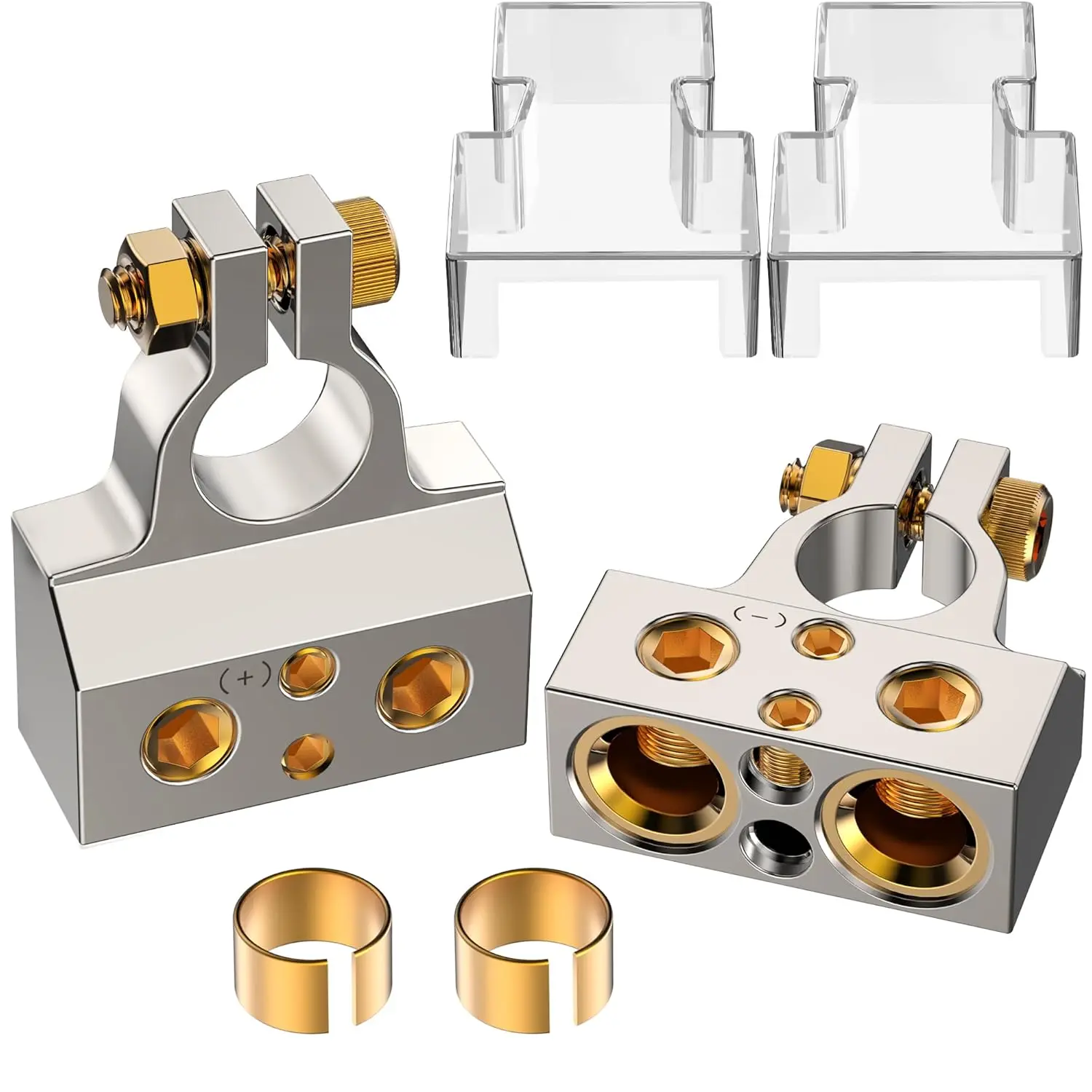 Upgrade Your Battery Connection — Heavy Duty Silver Top Post Battery Terminals for 0/2/4/6/8/10 AWG Car, RV, Marine, Solar & Inverter Wiring
