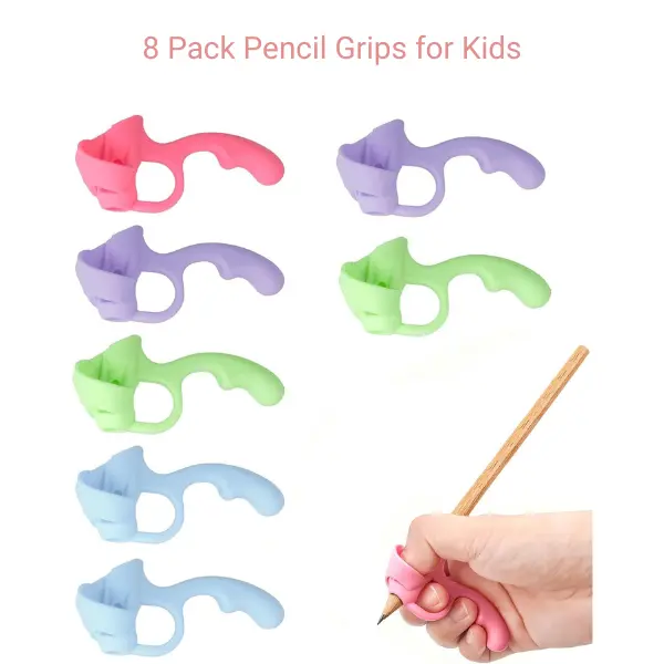 8 Pack Pencil Grips for Kids, Ergonomic Silicone Pencil Holder for Handwriting, Writing Grip Trainer for Students Summer Gift