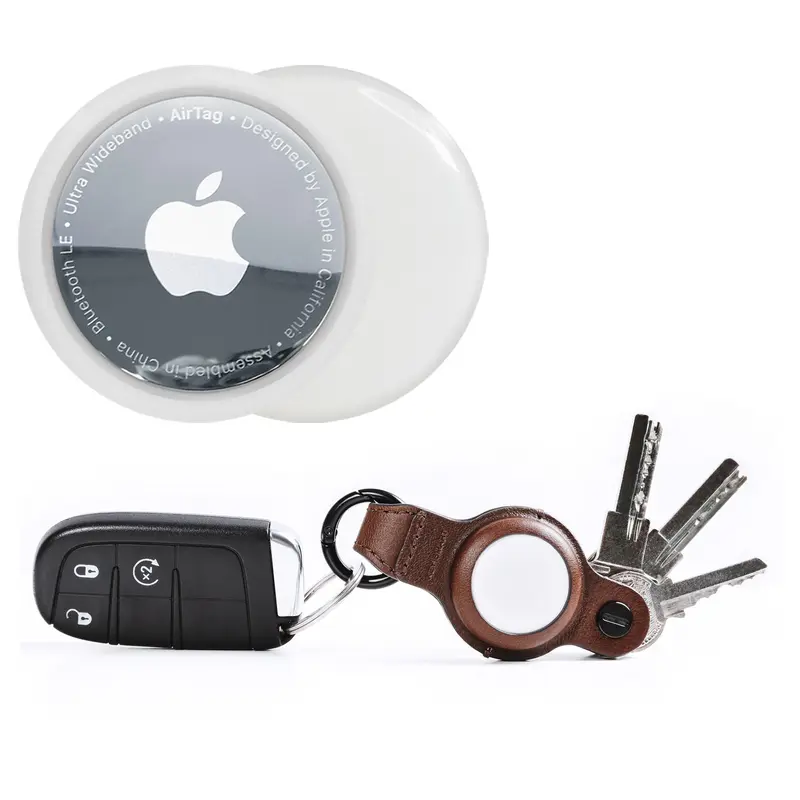 Curv Group Apple AirTag w/  KeySmart Air Flex Leather Holder