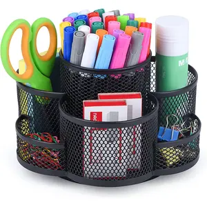 360 Rotating Pen Holder for Desk, Pencil Cup Holder, Desk Organizers and Accessories for Office, Black
