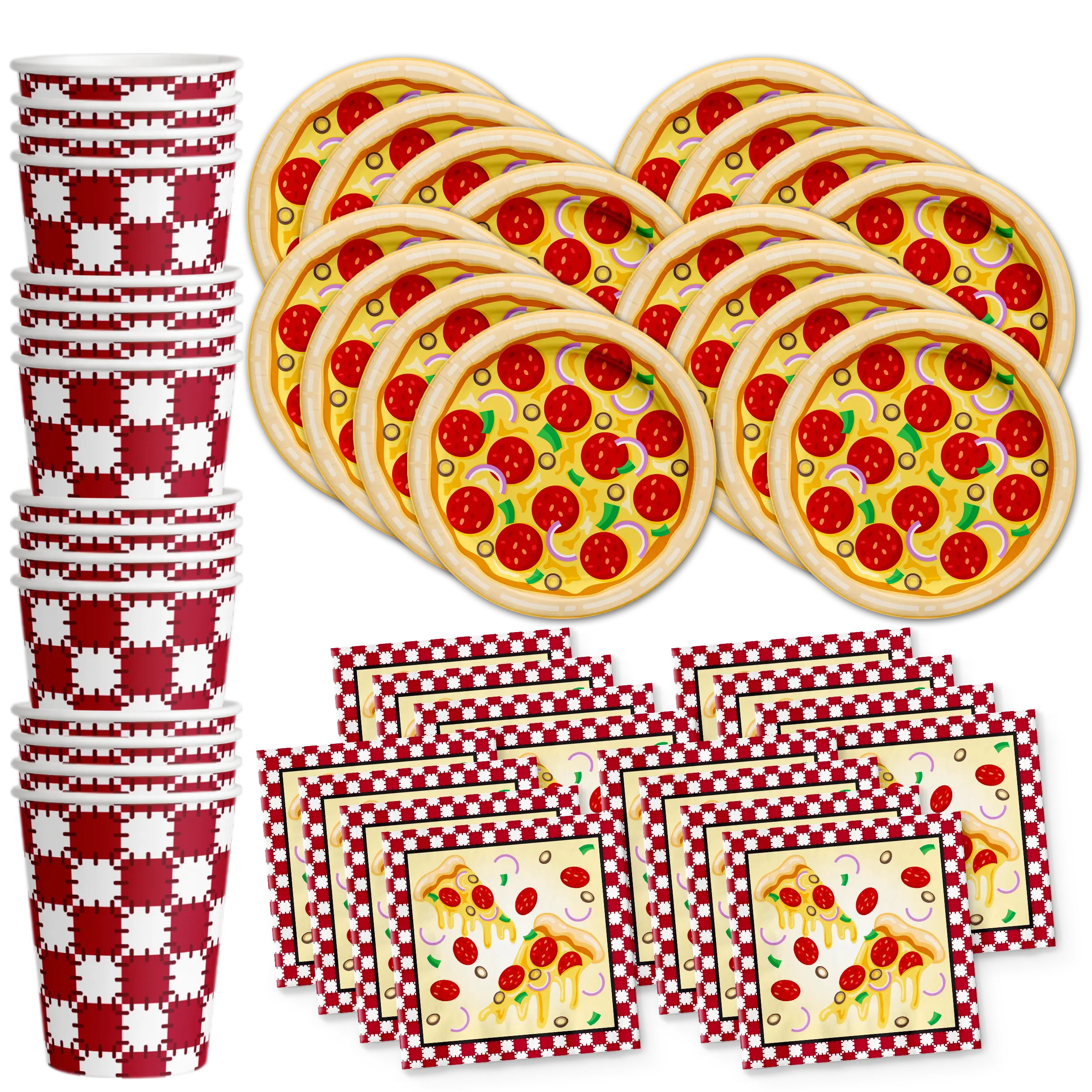Pizza Birthday Party Tableware Kit For 16 Guests Pizza Birthday Party Tableware Kit For 16 Guests