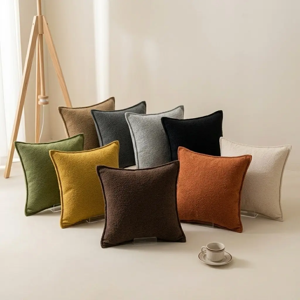18x18 in Modern Farmhouse Plain Textured Throw Pillow Covers, Set of 2 Decorative Cushion Covers for Couch, Sofa, Living Room