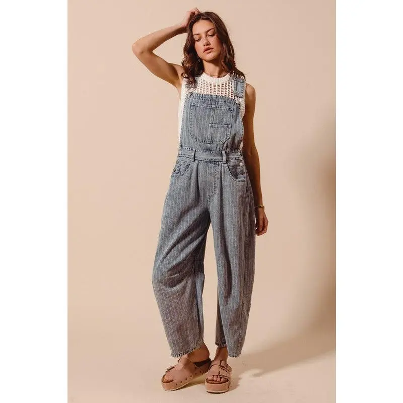 The Rowan Striped Denim Overalls