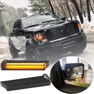 💡🚗 2Pcs Dynamic Flowing LED Side Mirror Turn Signal Lights | Fits Ford F-150/Raptor/Expedition Lincoln Mark LT 1997-2014 ✅Smoked Lens + 48SMD Amber Flow ✅12V Plug & Play | Cool Look & Safer Driving!
