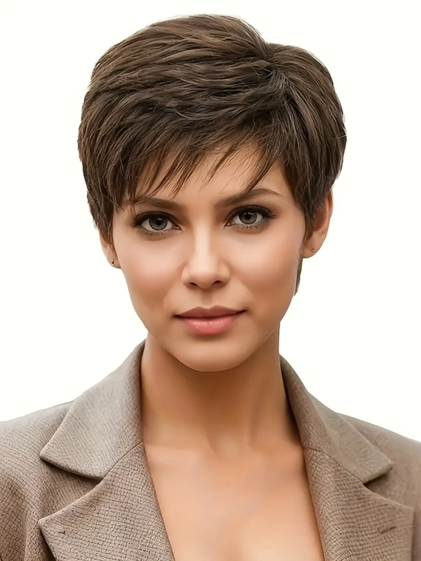 Women's Short Curly Wig with Bangs, Elderly Style, All Seasons, High-Quality Synthetic Hair, Perfect for Daily Wear, Machine Made Wigs, Synthetic Fiber Wig