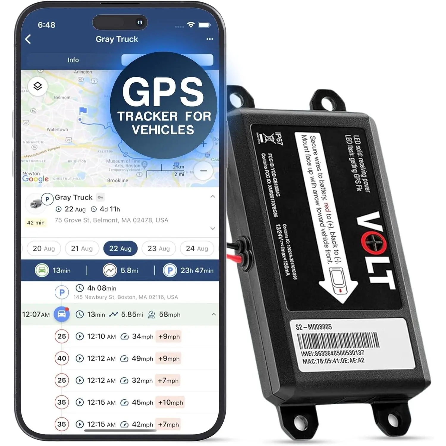 Brickhouse gps tracker for vehicles livewire volt 4g lte wired car tracker with gps tracking mapping enhance security with realtime 247 surveillance easy installation subscription required