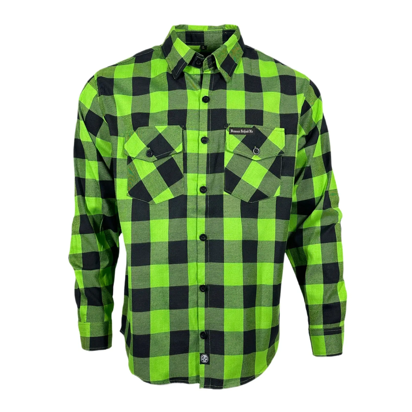 Closeout - The "Incredible H" Green & Black Flannel (Hidden Snap Collars)