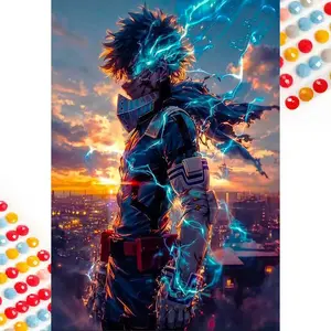 5D DIY Full Drill Round Diamond Painting - Diamond Painting Kit Anime Characters Mosaic Canvas DIY Wall Art, Home Wall Decoration