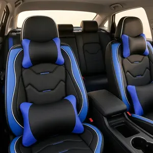 For BMW 3 -Series 2009-2018/ 5-Series 2004-2023/ 7-Series 2011-2023/ X1 2013-2023/ X2 2018-2023/ X3 2011-2017 Luxury Car 5 Seat Covers with Pillows & Storage Bag, Premium Leather Front Rear Full Set Seat Covers Cushion Auto Interior Decoration Accessories