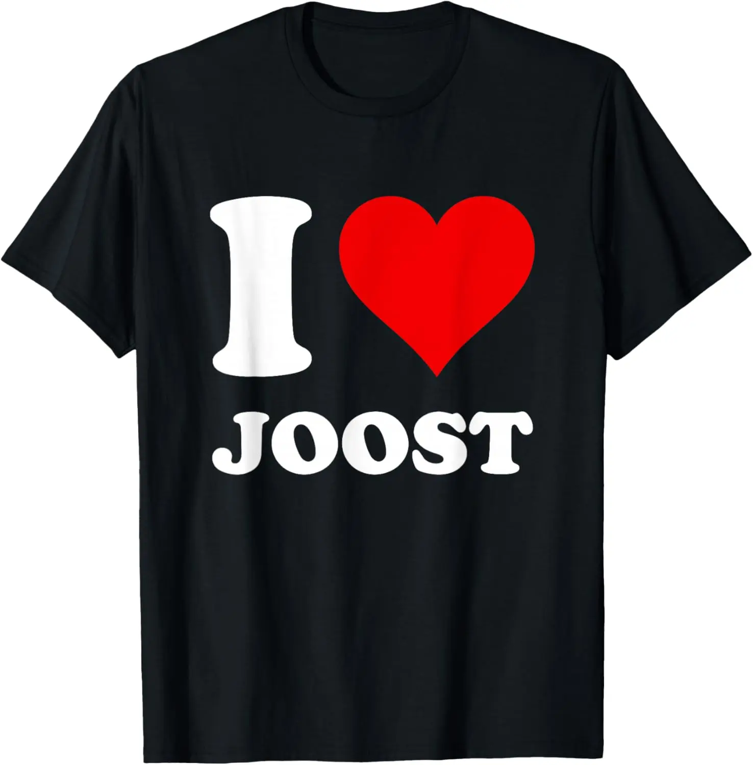 Red Heart I Love Joost T-Shirt Pure Cotton Graphic Tees Menswear Top: Gifts for Men & Women
