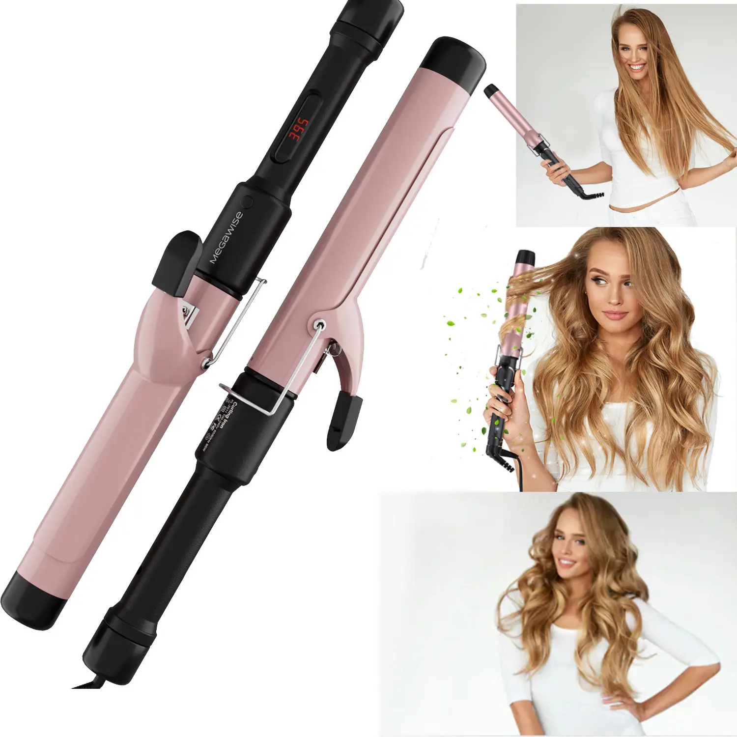 Unlock Your Hair's Potential with MegaWise Pro Curling Iron: 1 1/4 inch Ceramic Barrel, 60s Fast Heating, Anti-Scald Grip, and Complete Styling Kit for Effortless Glamour!