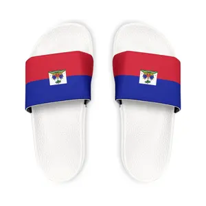 Haitian Flag Women's PU Slide Sandals Summer Girl