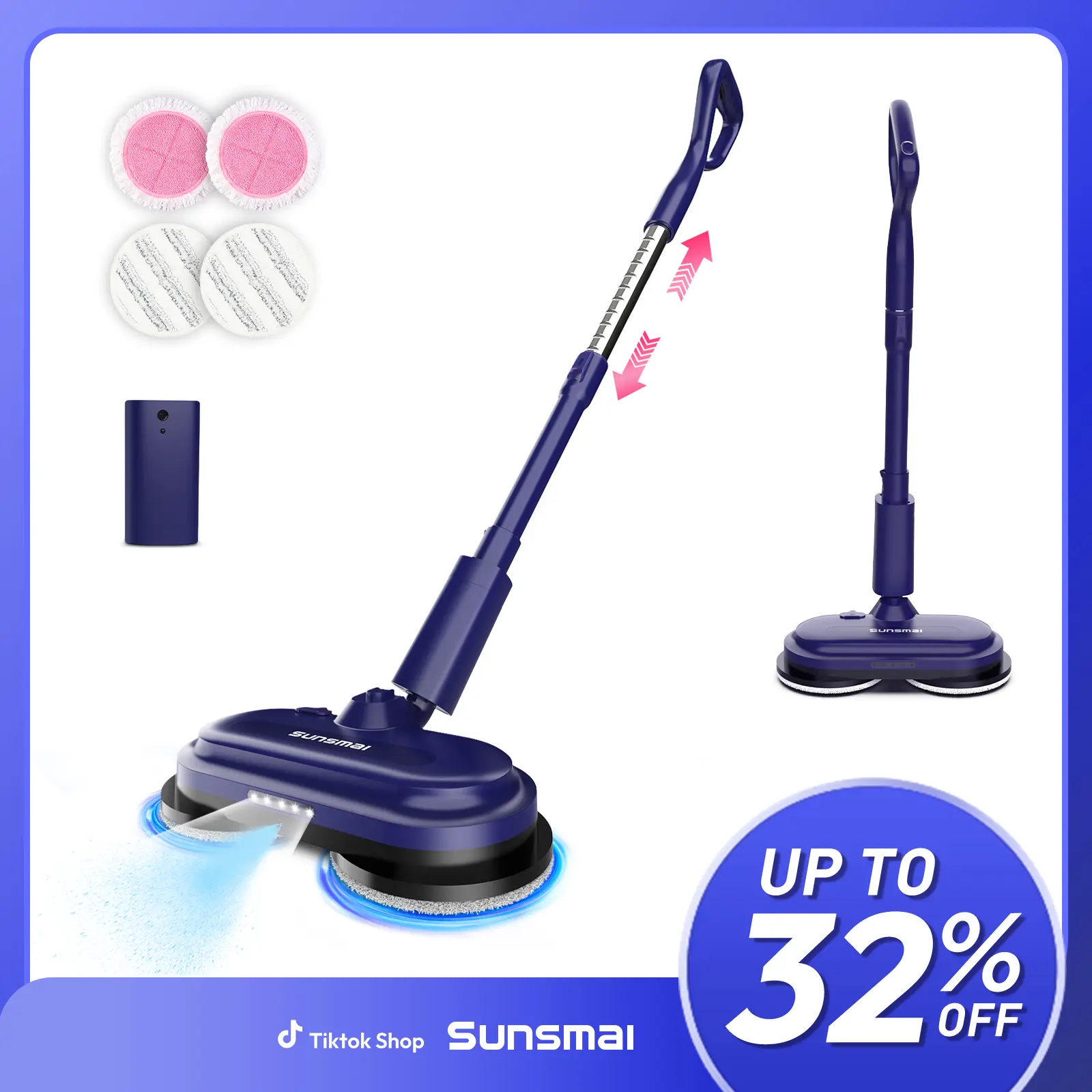 Cordless Electric Spin Mop, 360° Rotary Mop Head, Suitable for Hardwood ...