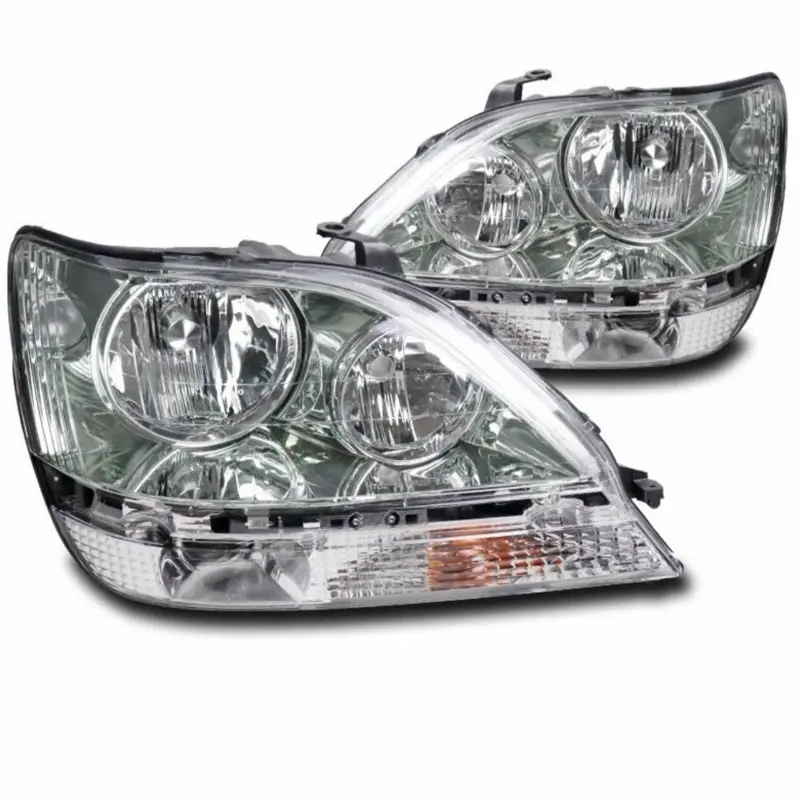 FOR 99-03 LEXUS RX300 CRYSTAL STYLE CHROME HEADLIGHTS HEADLAMP LAMP HALOGEN