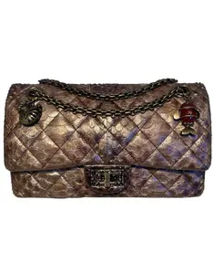 Pre-owned CHANEL Python Shoulder Bags RARE Metallic Copper 2.55 Double Flap Classic