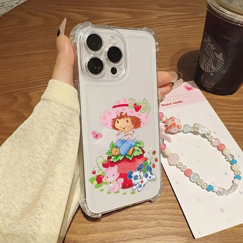S-Strawberry Pink Shortcake Doll New Fall Clear Phone Case For Iphone 11/12/13/14/15/16 Pro,Plus,ProMax Smartphone Cellphone s-strawberry pink summer strawberry