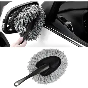 Dash Duster Brush, Super Soft Microfiber Multi-Functional  Cleaning Brush, Scratch Free Dash Dusting Tool with a Anti-Skid Handle for   Kitchen Cleaning (Gray)