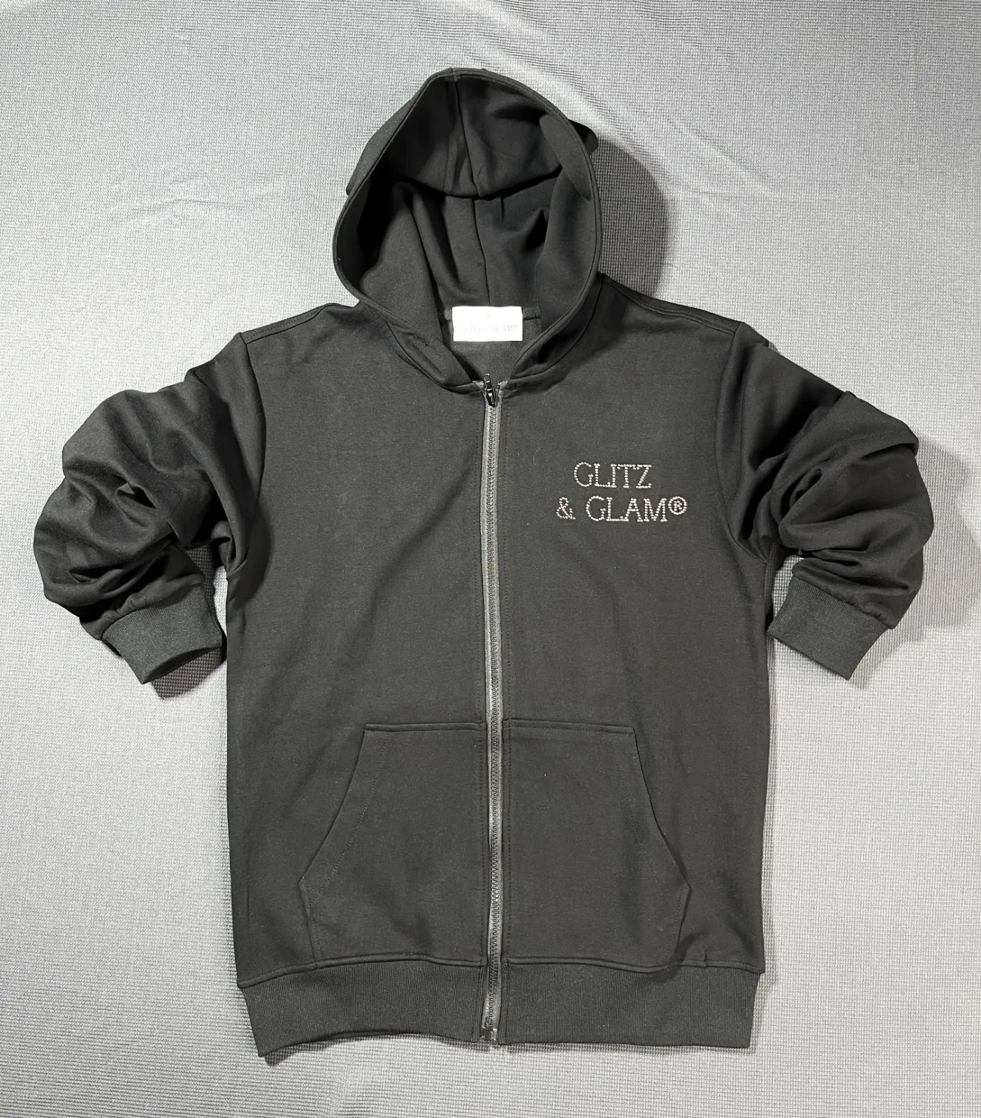 Glitz & Glam Zip Up Hoodie | BLACK