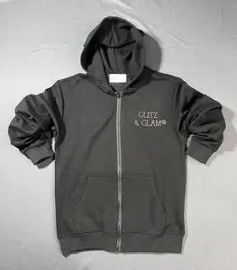 Glitz & Glam Zip Up Hoodie | BLACK