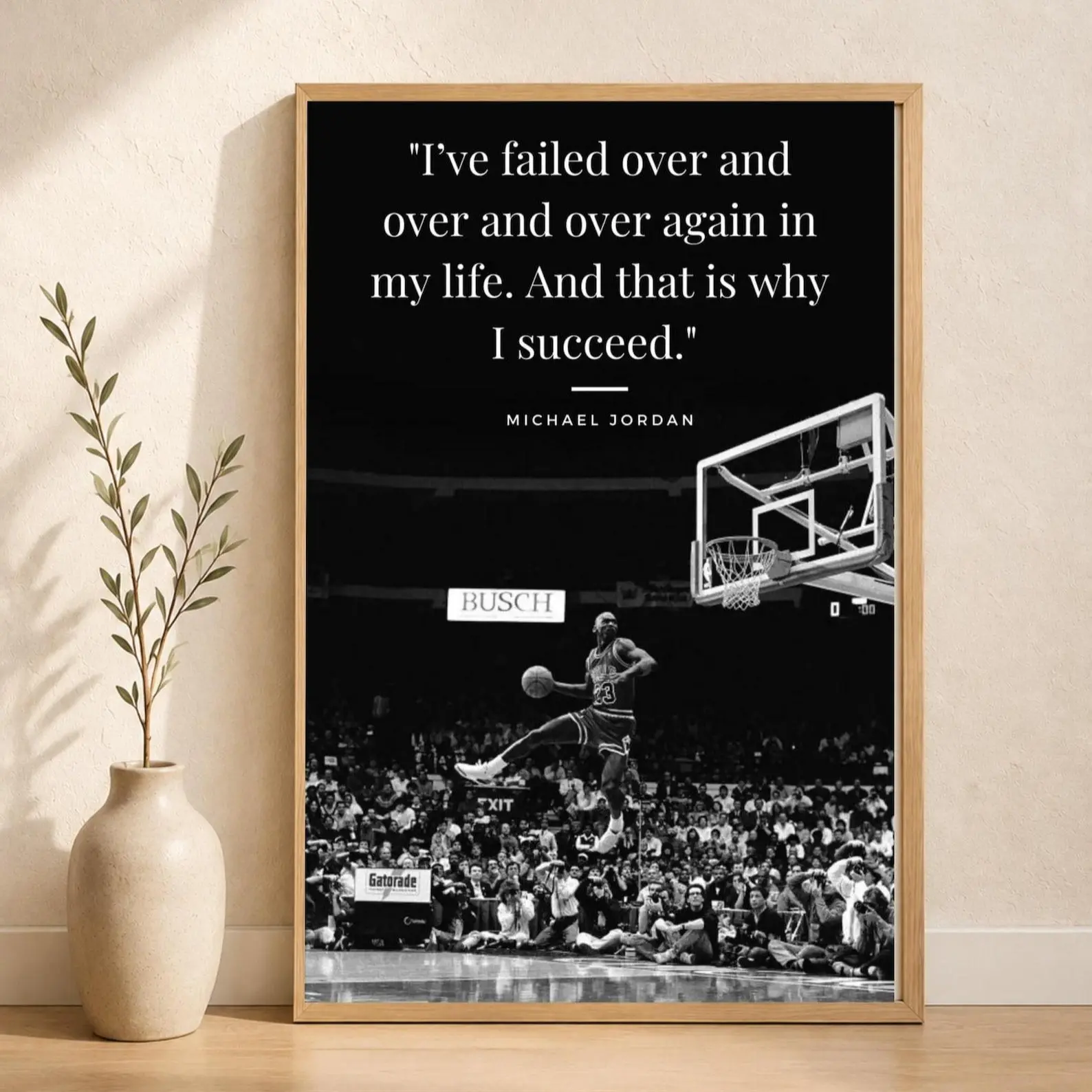 Michael Jordan Quote Poster Print - Motivational Basketball Home Decor Wall Art for Game Rooms, Sports Enthusiasts