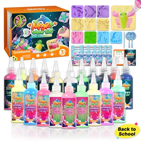 TIMETOME 2026 Water Elf Toy Kit - Educational DIY Arts & Crafts Set for 3-10 Years, with 20 Color Pure Magic Gels, 10 Sea Creature Molds, Magic Powder, for Cognitive & Fine Motor Skills, Family Time Easter Gift