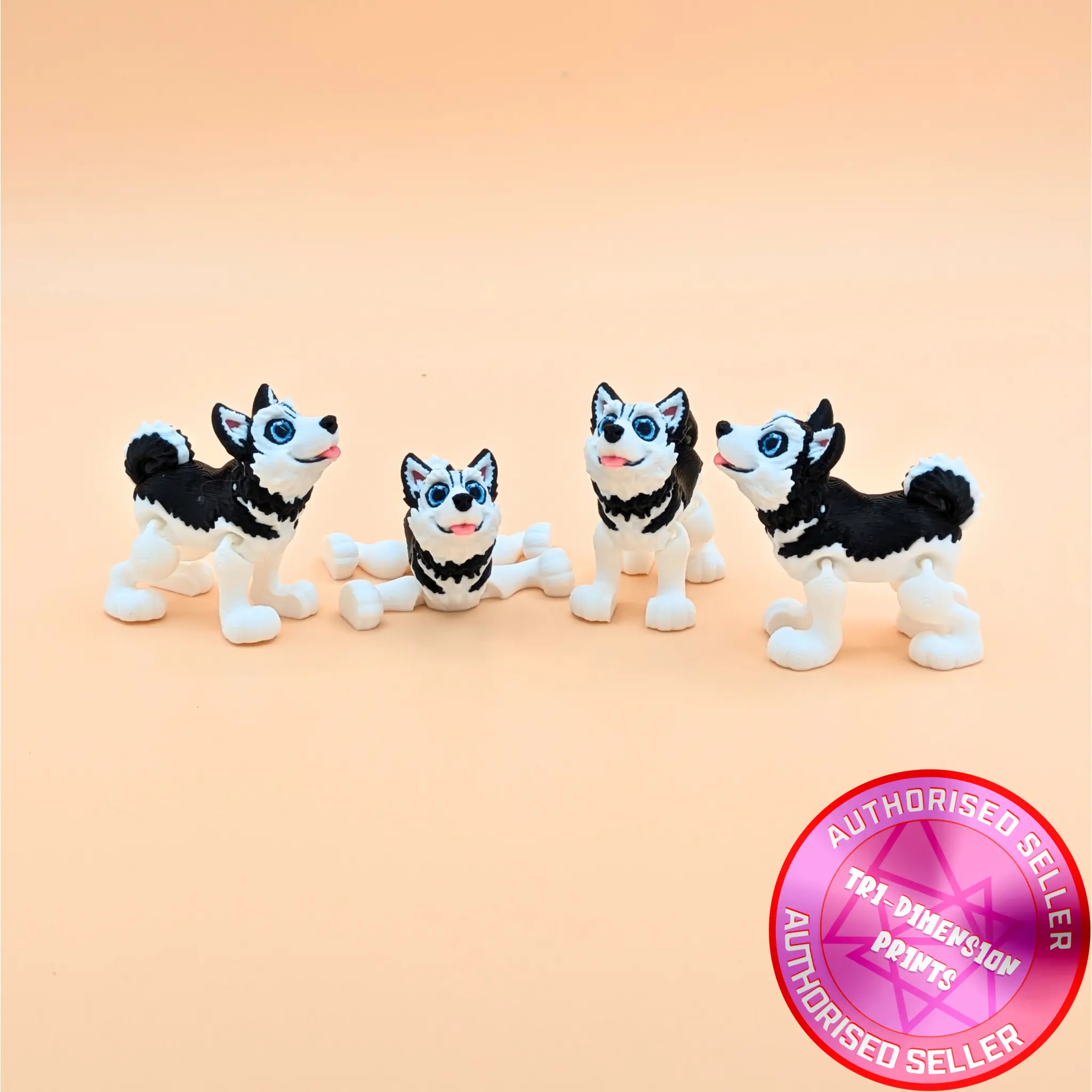 Husky Dog Figurine Flexible Miniature Figurine