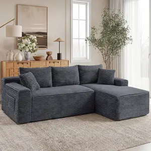 94.5" Modular Sectional Couch with L-Shape Chaise, Boneless Sofa for Living Room,Modern Cloud Couch with Deep Seat,No Assembly Required,Loveset, Grey