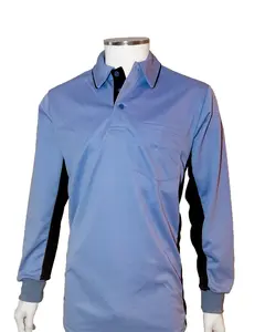 (LONG SLEEVE) Current Major League Replica Umpire Shirt - SKY BLUE with BLACK - Long Sleeve