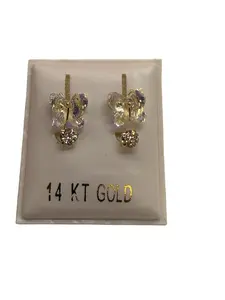 Aretes de telefono Mariposa oro 14k