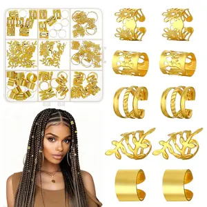 100 count  Hair Accessories for Braids, Metal Adjustable Hair Cuffs Rings Charms Clips Beads Decoration, 5 Styles Loc  for Black Women Men Festival Pirate Christmas  Year Decorations