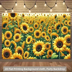 Floral & Sunflower Backdrop – Nature Theme Tapestry, Wall Hanging, Photography Background, Polyester HD Print, Living Room, Bedroom, Office, Decor