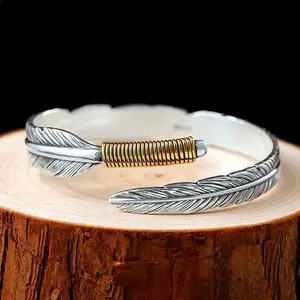 Minimalist Ethnic Style Vintage Distressed Feather Bracelet Open Fashion Trend Unisex Leaf Bracelet Women's Jewelry