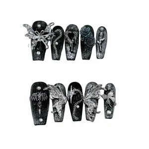 S30 Unisex Fragrance Original Nail Art Future Silver metal Cyberpunk Wind Demon God Night Recovery Wear nail patch Christmas Live