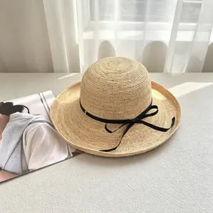 Women's Raffia Straw Hat — Versatile Summer Sun Hat with Extra-Wide Brim | Face-Slimming, UV-Protective Bucket Hat for the Beach