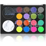 UCANBE 18-Shade Water-Based Face & Body Makeup Kit, Vibrant Cosmetic Palette with Large White, Black & Neon UV Glow Colors for Halloween, Cosplay - Enhances Mixing, Blending & Creativity (#SohoChic)