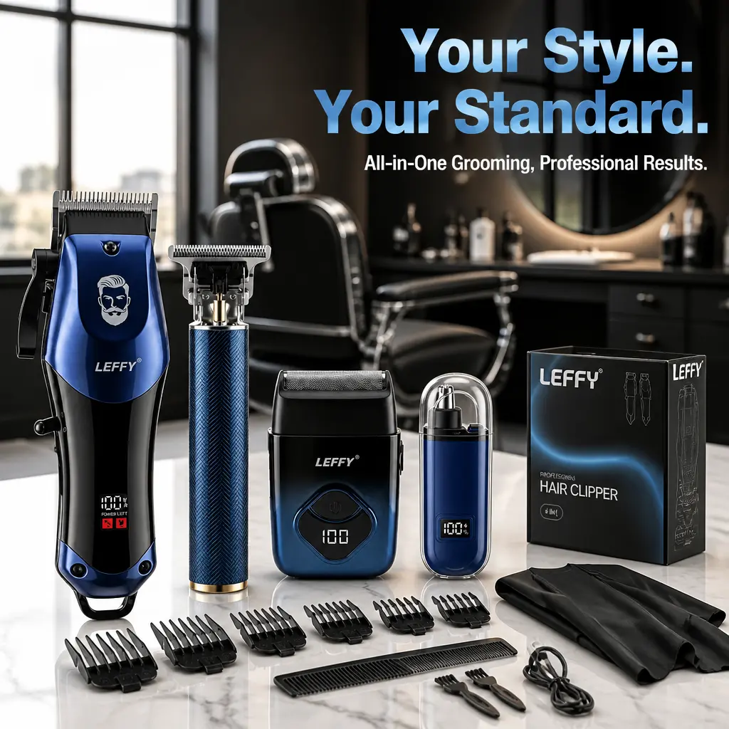LEFFY Cordless USB Rechargeable Hair Clipper Kit，4-in-1 cordless hair clipper，adjustable blade hair clipper，ideal barbersupply，full accessory，Mini Professional Hair Clipper,Gifts from Husband and Father