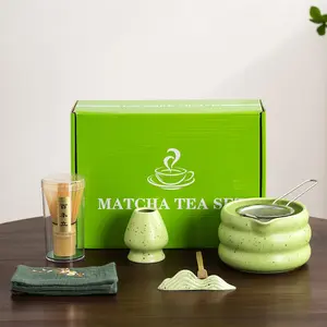 7Pcs Japanese Matcha Tea Set, Matcha Kit with Matcha Bowl with Pouring Spout, Matcha Whisk, Whisk Holder, Strainer, Elegant Matcha Set for Gifting and Personal Use, Gift Box Packaging