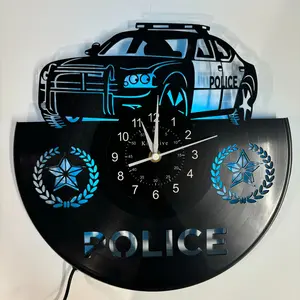 Vinyl Police Car Wall Clock, Vintage Themed Art Clock, Perfect Gift for Birthday Parties, Christmas, Valentine's Day, Anniversaries