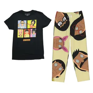 Bob's Burgers Family Pajama Set – Black Shirt & Fun Character Pants |Soft Cotton Sleepwear