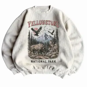 Retro Yellowstone National Park Sweatshirt, Vintage 90s Bison Eagle Wildlife Crewneck, Nostalgia Western Classic Gift, Retro Wildlife Crewneck