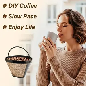 Stainless Steel Cone Coffee Filter, Paperless Drip Cup, High Temperature Resistant, Reusable, Suitable for Kitchen, Restaurant, Picnic