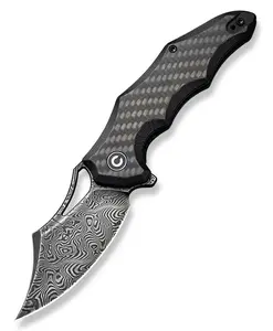 CIVIVI Chiro Carbon Fiber & G10 Handle (3.1" Damascus Blade) Flipper Knife