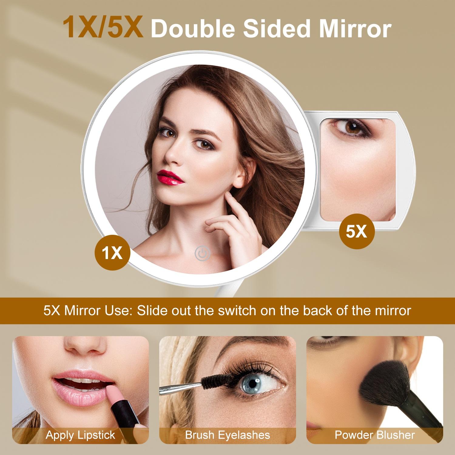 7.48In 5X Magnifying Lighted Makeup Mirror Dimmable Magnification Mirror With Lights Lighted Vanity Mirror with 3 Light Colors