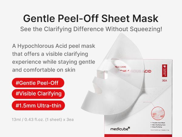 [NEW] [medicube] Hypochlorous Acid Peel Masks | Peel-Off Sheet Mask for Excess Sebum & Pore Care | Panthenol, Hyaluronic acid for Hydrating & Pore-Refining Care | Korean Skincare, (13ml / 0.43 fl. oz. X 3ea)
