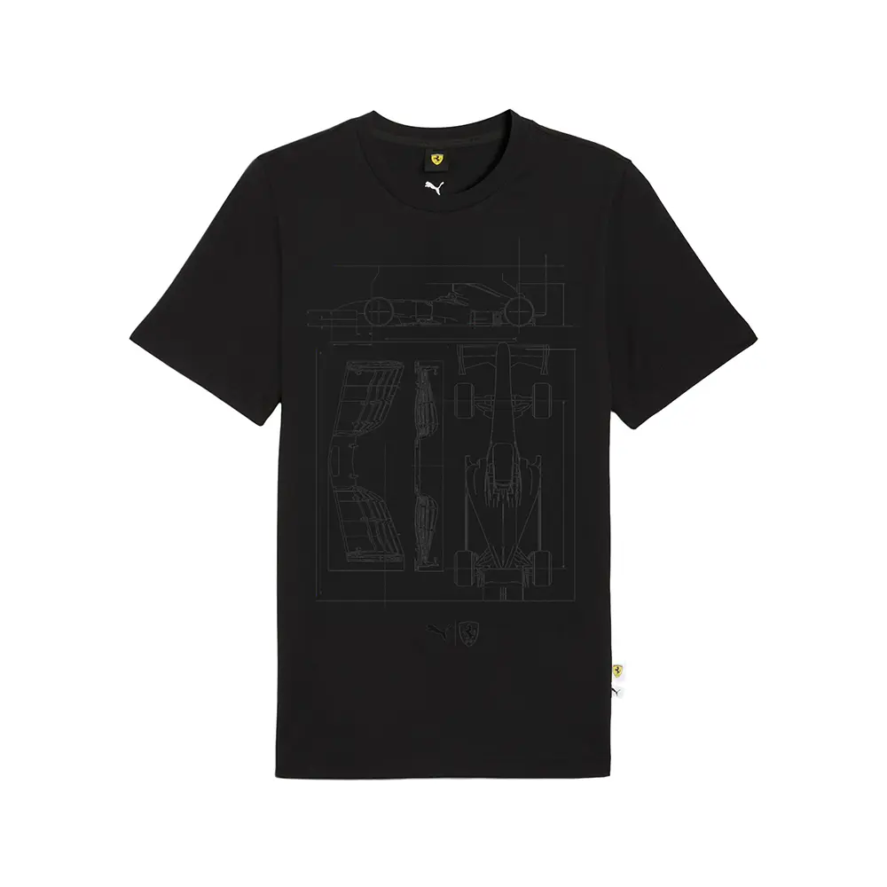 PUMA Mens Scuderia Ferrari Sportswear Graphic Crew Neck Short Sleeve Casual Tops Casual - Black