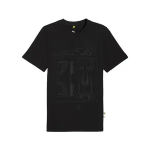 PUMA Mens Scuderia Ferrari Sportswear Graphic Crew Neck Short Sleeve Casual Tops Casual - Black
