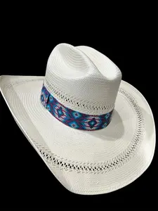 Turquoise and Purple Aztec Elastic Hat Band 1.5 inches