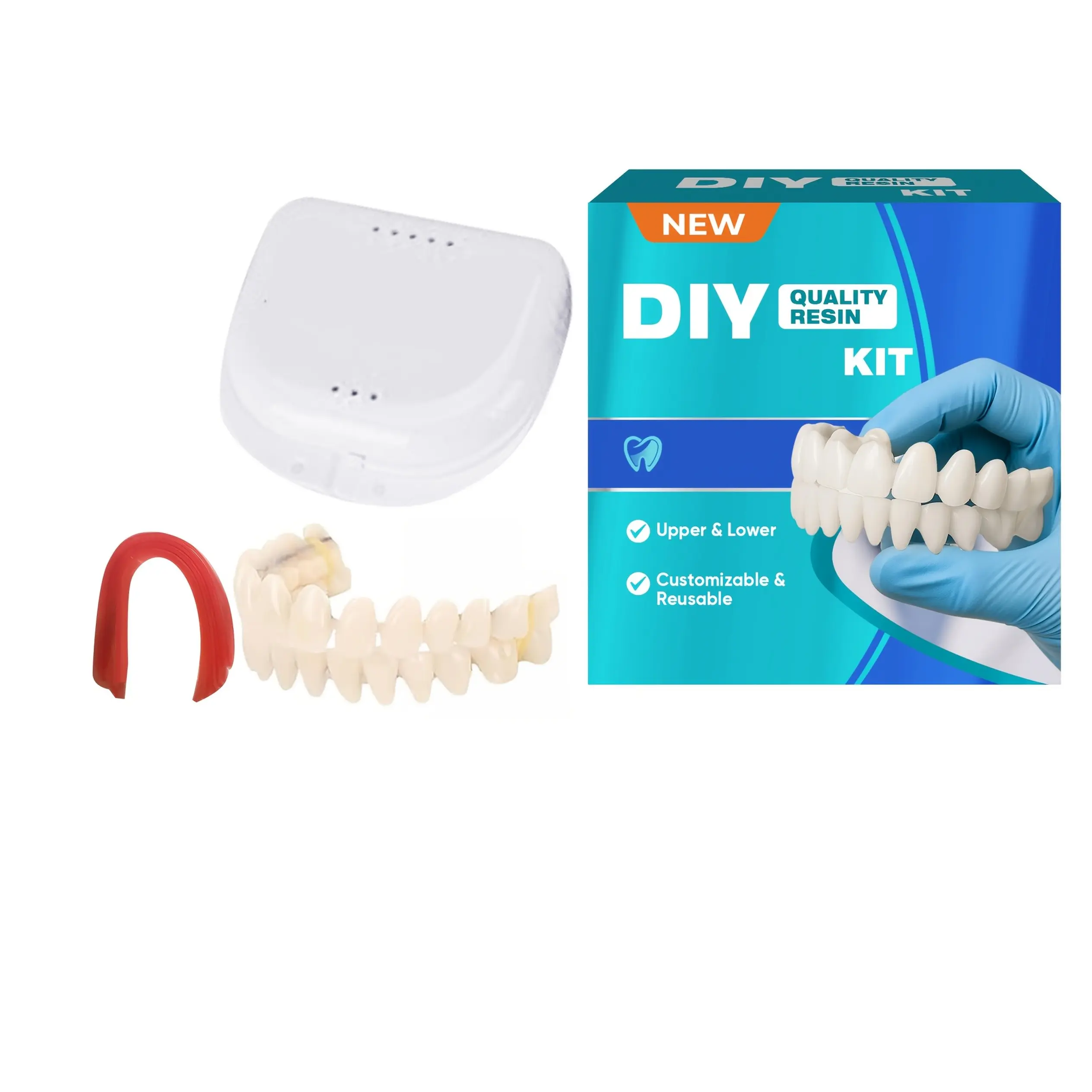 Full Set of Homemade Upper and Lower Dentures, Enhance Your Smile, DIY Repair Missing Teeth, Protect Your Teeth-1