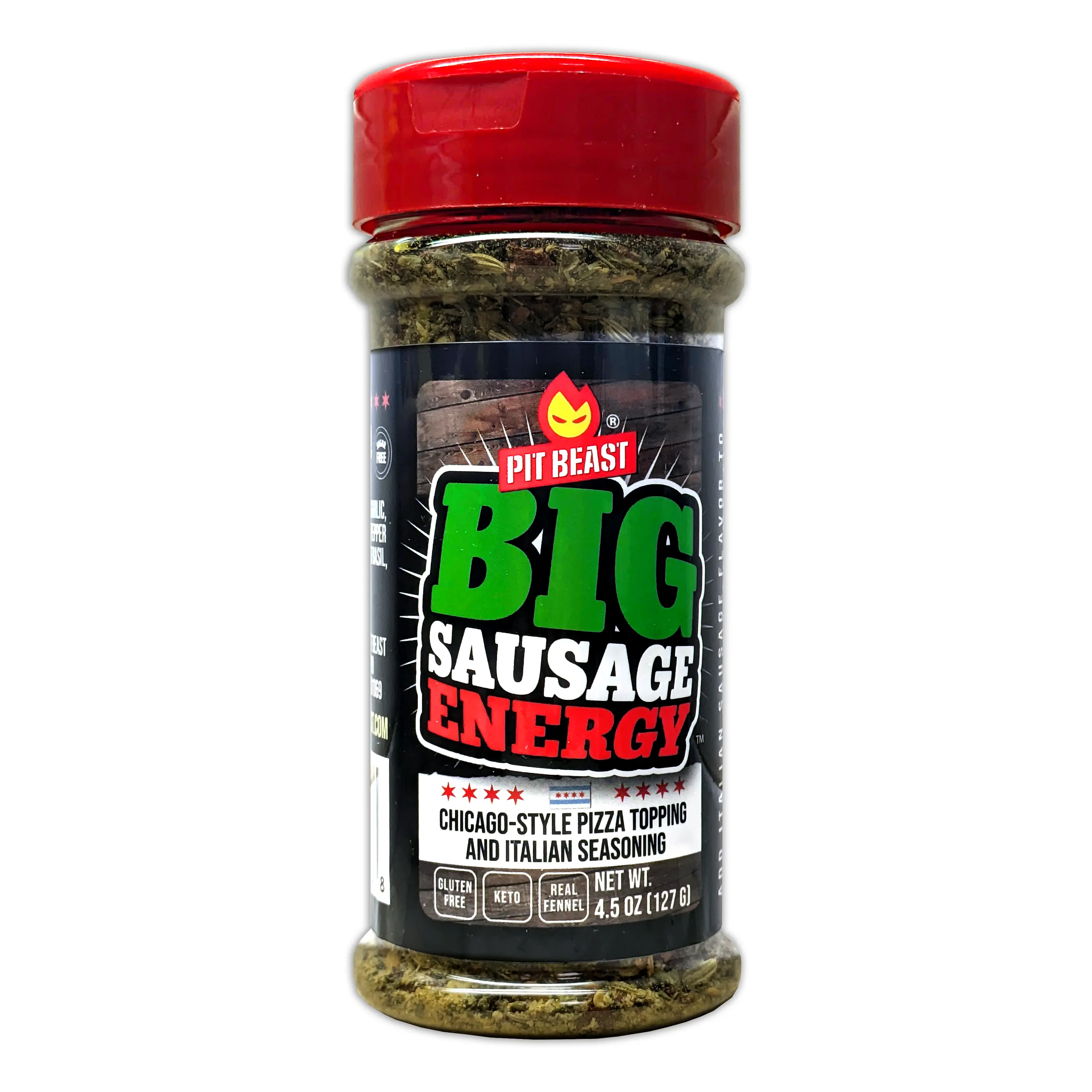 Pit Beast® Big Sausage Energy™ Chicago-Style Pizza Topping and Italian Seasoning - Vegan Sausage Fennel Seasoning